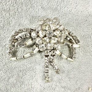 Vintage PHYLLIS Sterling Silver Rhinestone Brooch Pin or Pendant